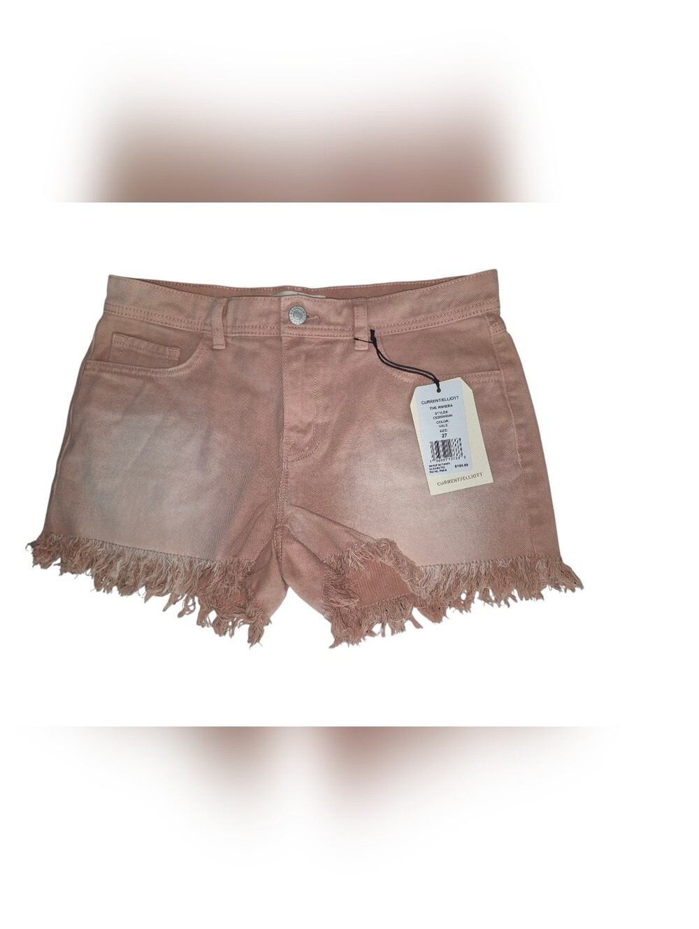 Current Elliot The Riviera Denim Short In Vale Pink Frayed Hem Size 29 NWT NEW